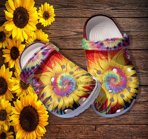 Clog Sunflower Trippy Hippie Niece Sunflower Rainbow Peace Hippie Clog Personalize Name, Text Daughter - Love Mine Gifts