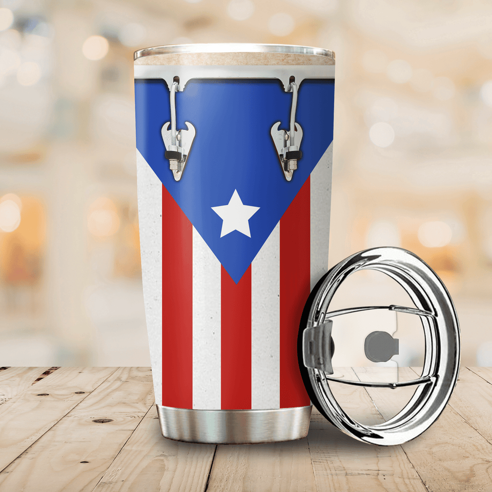Tumbler Customize Name Puerto Rico Drum Steel Tumbler Personalized Name, Text, Number, Image Travel Coffee Mug - Love Mine Gifts