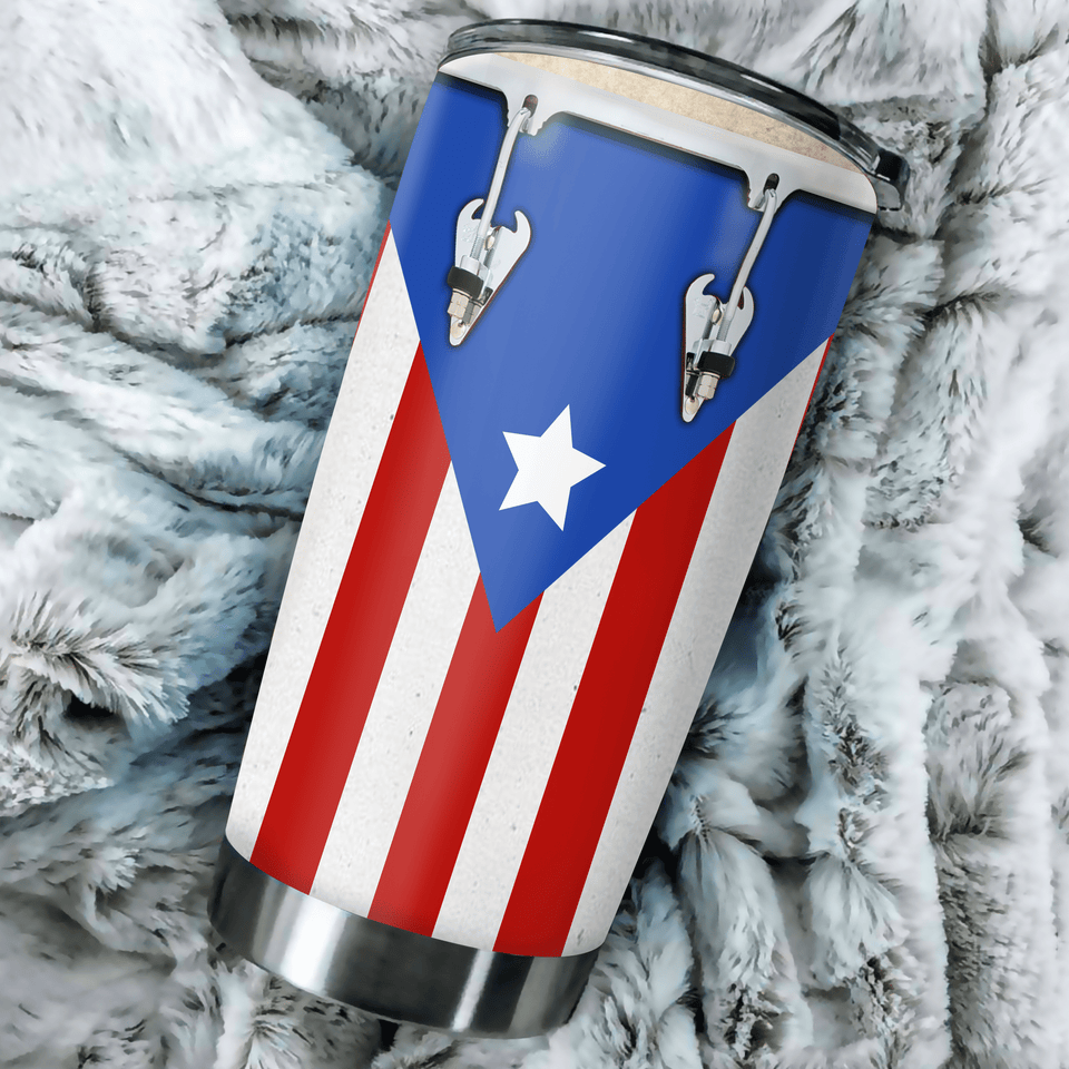 Tumbler Customize Name Puerto Rico Drum Steel Tumbler Personalized Name, Text, Number, Image Travel Coffee Mug - Love Mine Gifts