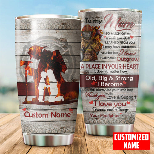 Tumbler Personalized Name Firefighter To My Mom Stainless Steel Tumbler Personalized Name, Text, Number, Image Travel Coffee Mug - Love Mine Gifts
