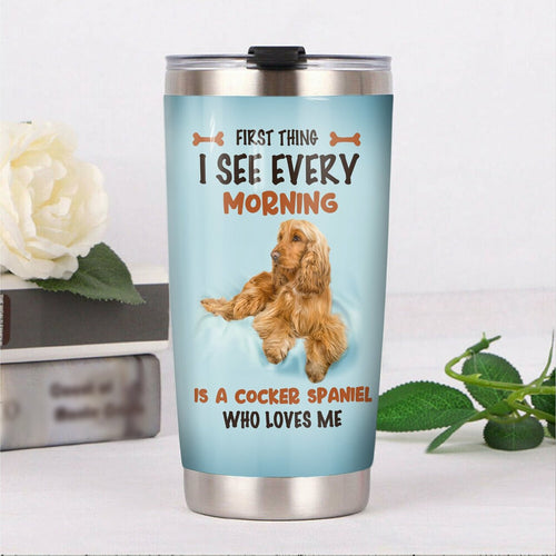 Tumbler Cocker Spaniel Dog Mr0705 70O49 Insulated Stainless Steel Personalized Stainless Steel Tumbler Customize Name, Text, Number - Love Mine Gifts