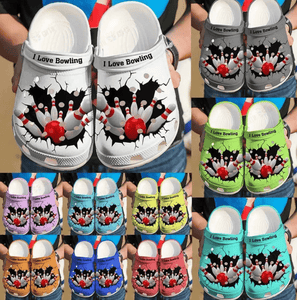 Custom Color I Love Bowling Shoes Personalized Clogs