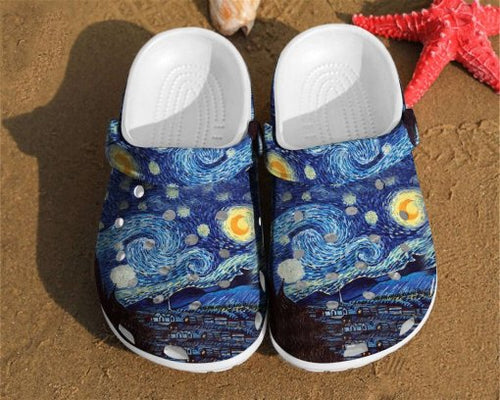 Starry Night Vincent Van Gogh Paintings Design Unisex Birthday Gifts Name Shoes Personalized Clogs