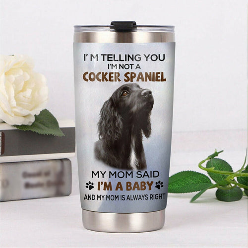 Tumbler Cocker Spaniel Dog Mr1308 69O42 Insulated Stainless Steel Personalized Stainless Steel Tumbler Customize Name, Text, Number - Love Mine Gifts