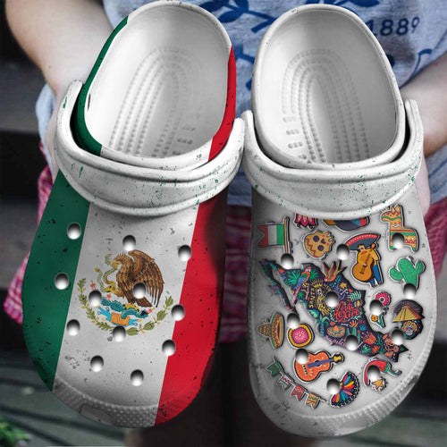 Clog Mexican Flag Mexico Symbol Mother Custom Nation Flag Halloween Clog Personalize Name, Text - Love Mine Gifts