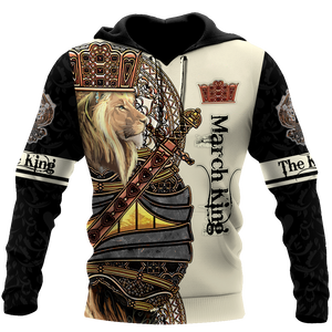 March Black King Lion 3D All Over Printed Unisex Shirts