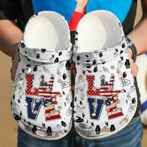 Sign Language I Love You America 102 Gift For Lover Rubber , Comfy Footwear Personalized Clogs