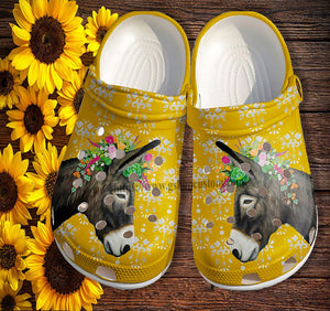 Donkey Flower Boho Shoes Gift Farmer- Donkey Girl Horse Lover Gift Women- Cr-Ne0245 Personalized Clogs