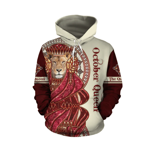 Apparel October Lion Queen 3D All Over Printed Shirt For Women 3D All Over Printed Custom Text Name - Love Mine Gifts