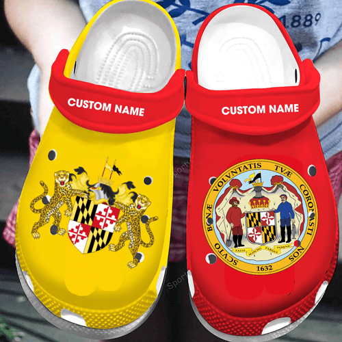 Custom Name Proud State Seal Of Maryland 1632 Shoes Personalized Clogs