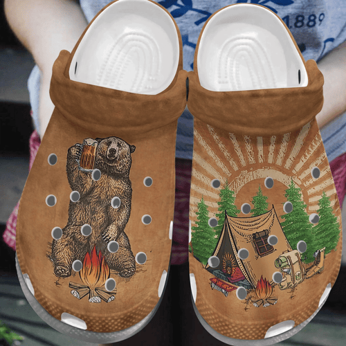 Bear Beer Camping Peace 4 Gift For Lover Rubber Comfy Footwear Personalized Clogs