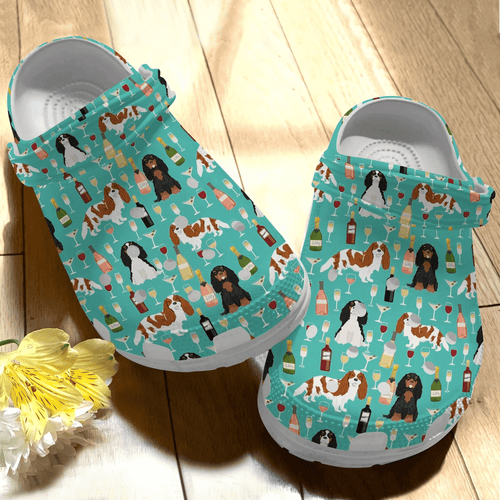 Clog Cavalier And Wine Cute Dog Gift For Lover Rubber Comfy Footwear Men Women Size Us Personalized Clogs - Love Mine Gifts