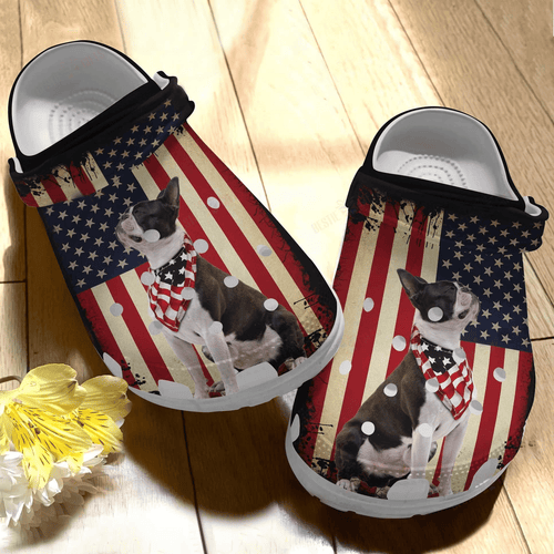 Boston Terrier In Independence Day Shoes Gifts For Men Women Personalized Clogs