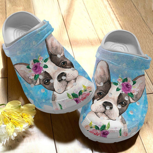 Dog Floral Boston Terrier Evg3908 Personalized Clogs
