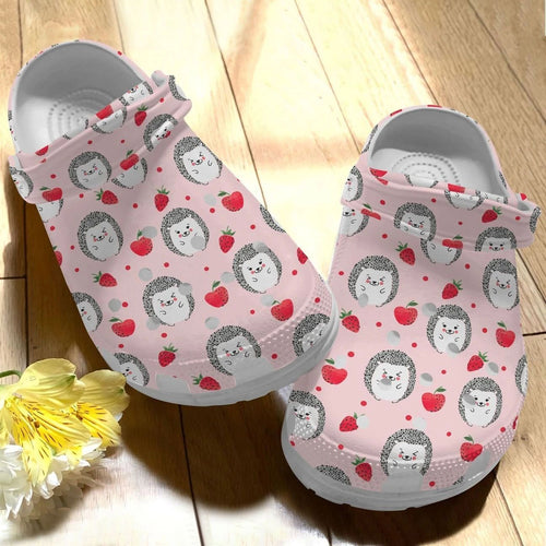  Hedgehog, Fashion Style Print 3D Cute Hedgehog And Apple Pattern For Women, Men, Kid Personalized Clogs