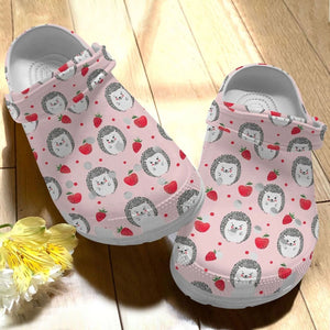  Hedgehog, Fashion Style Print 3D Cute Hedgehog And Apple Pattern For Women, Men, Kid Personalized Clogs