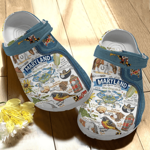 Maryland Symbols Jean Pattern Shoes Personalized Clogs