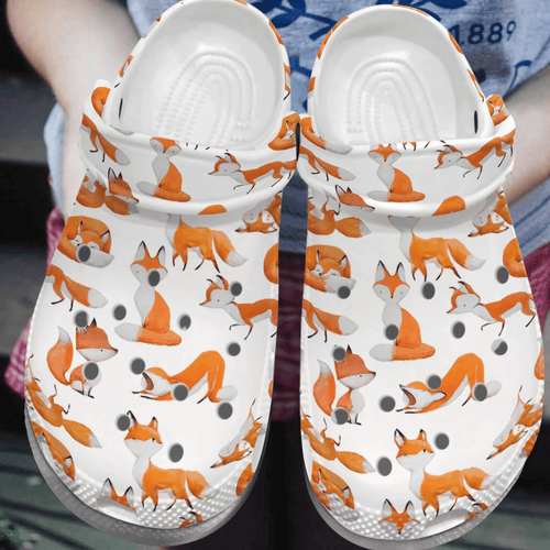 Fox Whitesole Fox Pattern Personalized Clogs