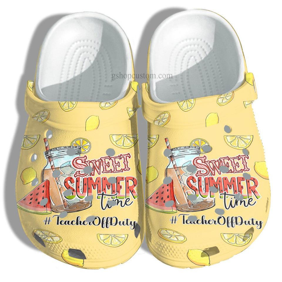 Teacher Off Duty Summer Shoes Gift Women- Lemon Watermelon Shoes Customize- Cr-Ne0600 Personalized Clogs