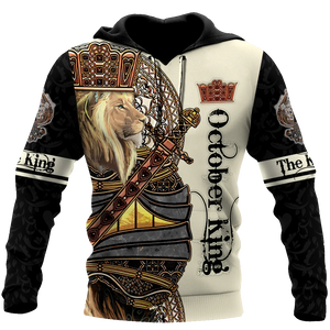 Apparel October Black King Lion 3D All Over Printed Unisex Shirts 3D All Over Printed Custom Text Name - Love Mine Gifts