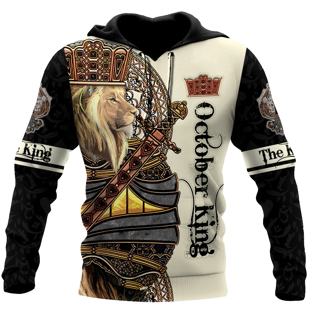 Apparel October Black King Lion 3D All Over Printed Unisex Shirts 3D All Over Printed Custom Text Name - Love Mine Gifts