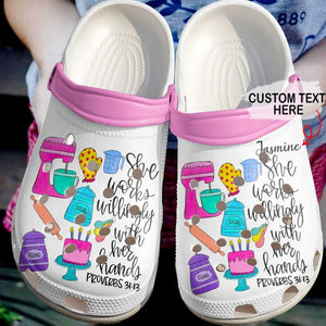  Baking,She Works Willingly, Fashion Style Print 3D For Women, Men, Kid Personalized Clogs
