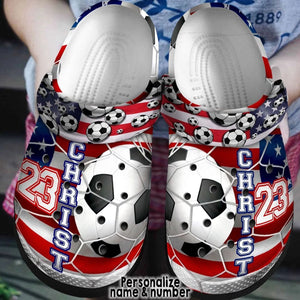  Soccer, Fashion Style Print 3D American Flag Soccer For Women, Men, Kid Personalized Clogs