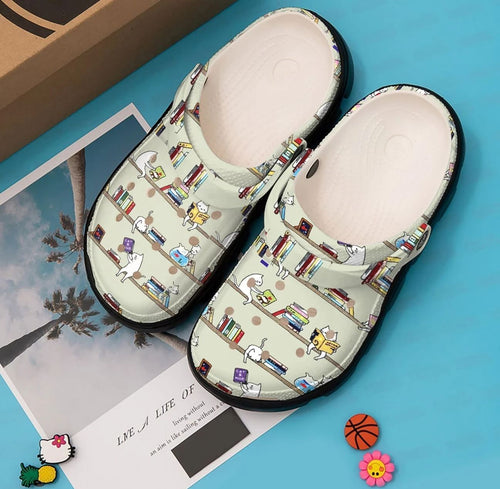  Cats, Fashion Style Print 3D Reading Books For Women, Men, Kid Personalized Clogs