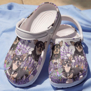 Chihuahua Whitesole Chihuahua And Purple Flowers Evg3375 Personalized Clogs
