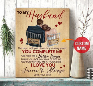 Stunning Gift - Custom Canvas - To my husband - The day I met you