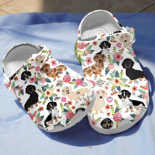 Floral Dachshund Dog Shoes Birthday Gifts For Girls - Fd172 Personalized Clogs