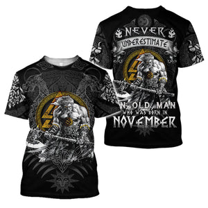 Apparel November Man Viking Shirts For Men And Women Ams 3D All Over Printed Custom Text Name - Love Mine Gifts