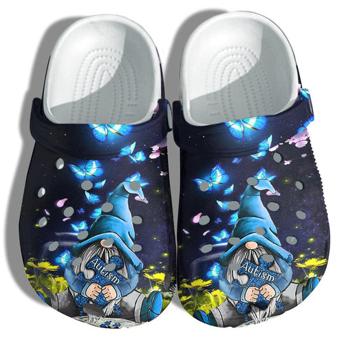 Butterfly Blue Gnomies Hug Autism Puzzel Shoes - Wear Blue April Autism Shoes Personalized Clogs