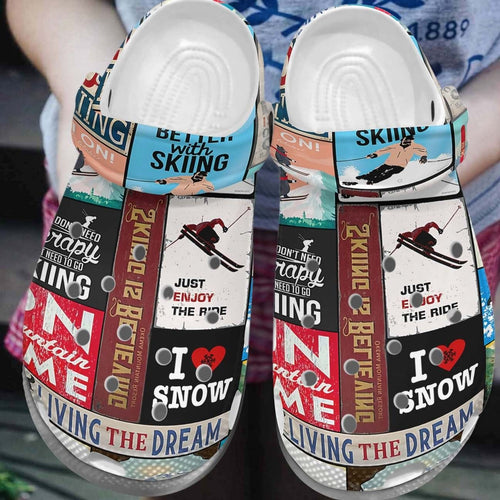 Skiing For Women Men Kid Print 3D Skiing Time Personalized Clogs
