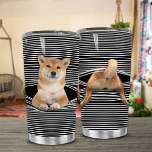 Tumbler Shiba Inu Cute N Personalized Stainless Steel Tumbler Customize Name, Text, Number - Love Mine Gifts