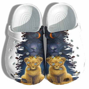 Lion Dad And Lion Son Love To The Moon And Back Shoes Gift Men Father Day- Father Lion Shoes Customize Name Personalized Clogs