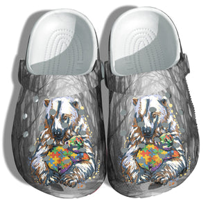 Mama Bear Autism Puzzel Shoes Vintage - Autism Mom Shoes Croc Gifts For Grandma Mother Day 2022 - Cr-Ne0016 Personalized Clogs