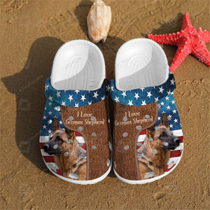 Love German Shepherd Shoes - 4Th Of July Dogs Gifts Personalized Clogs