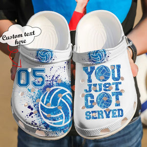 Volleyball You Just Got Served Custom Number Shoes Personalized Clogs