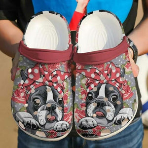 Cute Awesome Boston Terrier Floral 102 Gift For Lover Rubber , Comfy Footwear Personalized Clogs