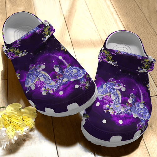 Magical Ocean With Purple Turtle - Ocean Beach Summer Shoes Personalized Clogs