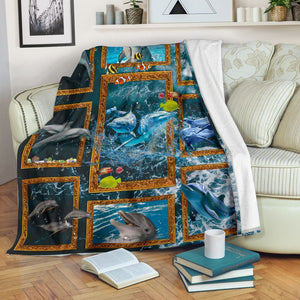 Fleece Blanket 3d Ocean Dolphin Fleece Blanket Print 3D, Unisex, Kid, Adult - Love Mine Gifts