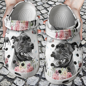 Dog Pitbull Flower Personalized Clogs