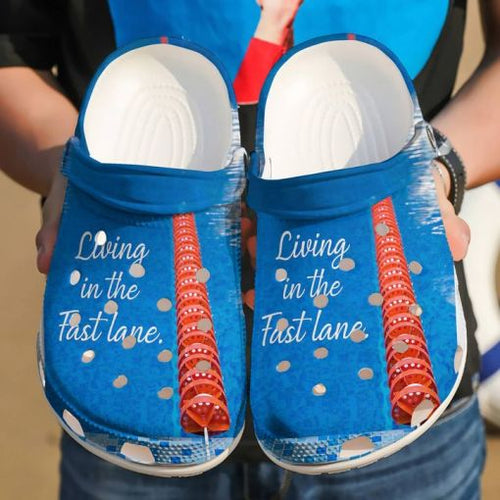 Swimming Living In The Fast Lane Sku 2457 Name Shoes Personalized Clogs