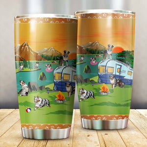 Tumbler Australian Shepherd Camping Stainless Steel Insulated Personalized Stainless Steel Tumbler Customize Name, Text, Number - Love Mine Gifts