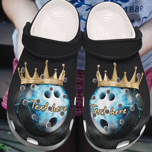 Custom Text Bowling King Shoes Personalized Clogs
