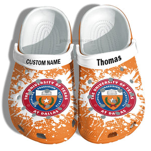The University Of Texas At Dallas Graduation Gifts Shoes Customize- Admission Gift Shoes For Men Women - Cr-Csu0118 - Gigo Smart Personalized Clogs