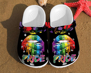 Lgbt Rainbow Pride Lips Love Is Shoes Personalized Clogs