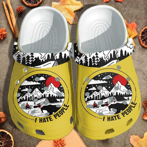 Camping Bear Custom Shoes Camping Funny I Hate People Personalized Clogs
