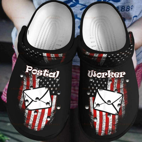Postal Worker American Flag Gift For Lover Rubber , Comfy Footwear Personalized Clogs